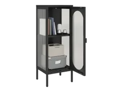 Aparador alto vidrio y acero negro 40x35x105 cm ES303077