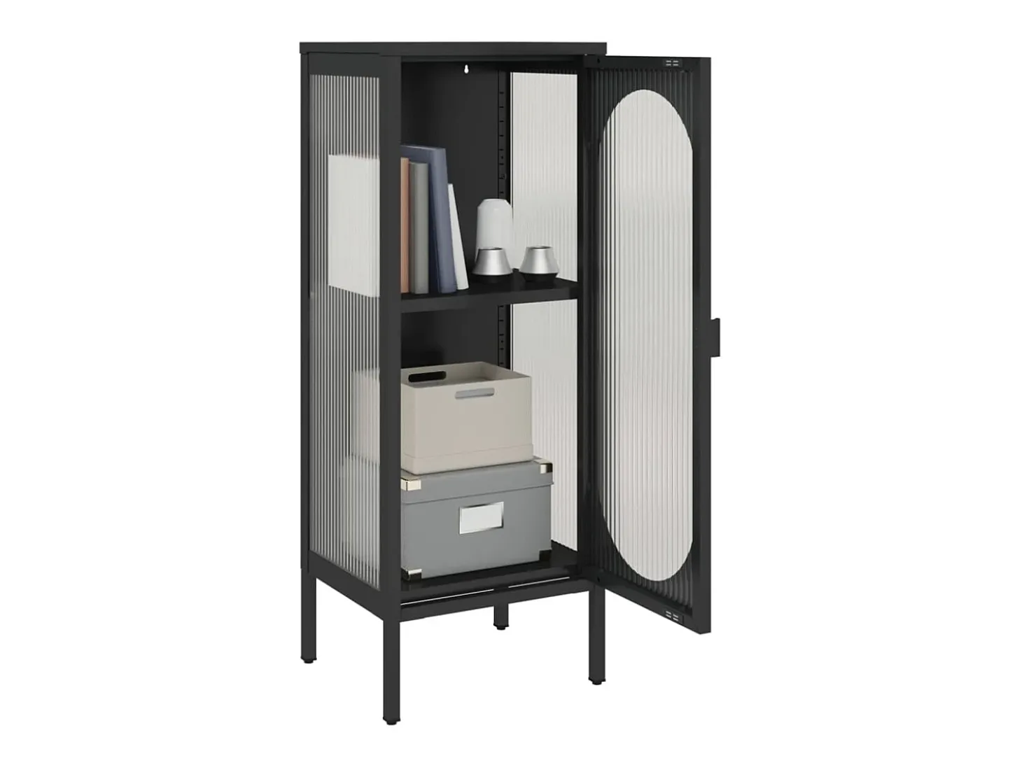 Aparador alto vidrio y acero negro 40x35x105 cm ES303077