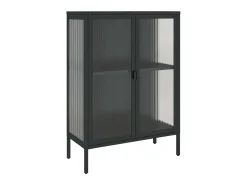 Aparador alto vidrio y acero negro 75x35x105 cm ES84312