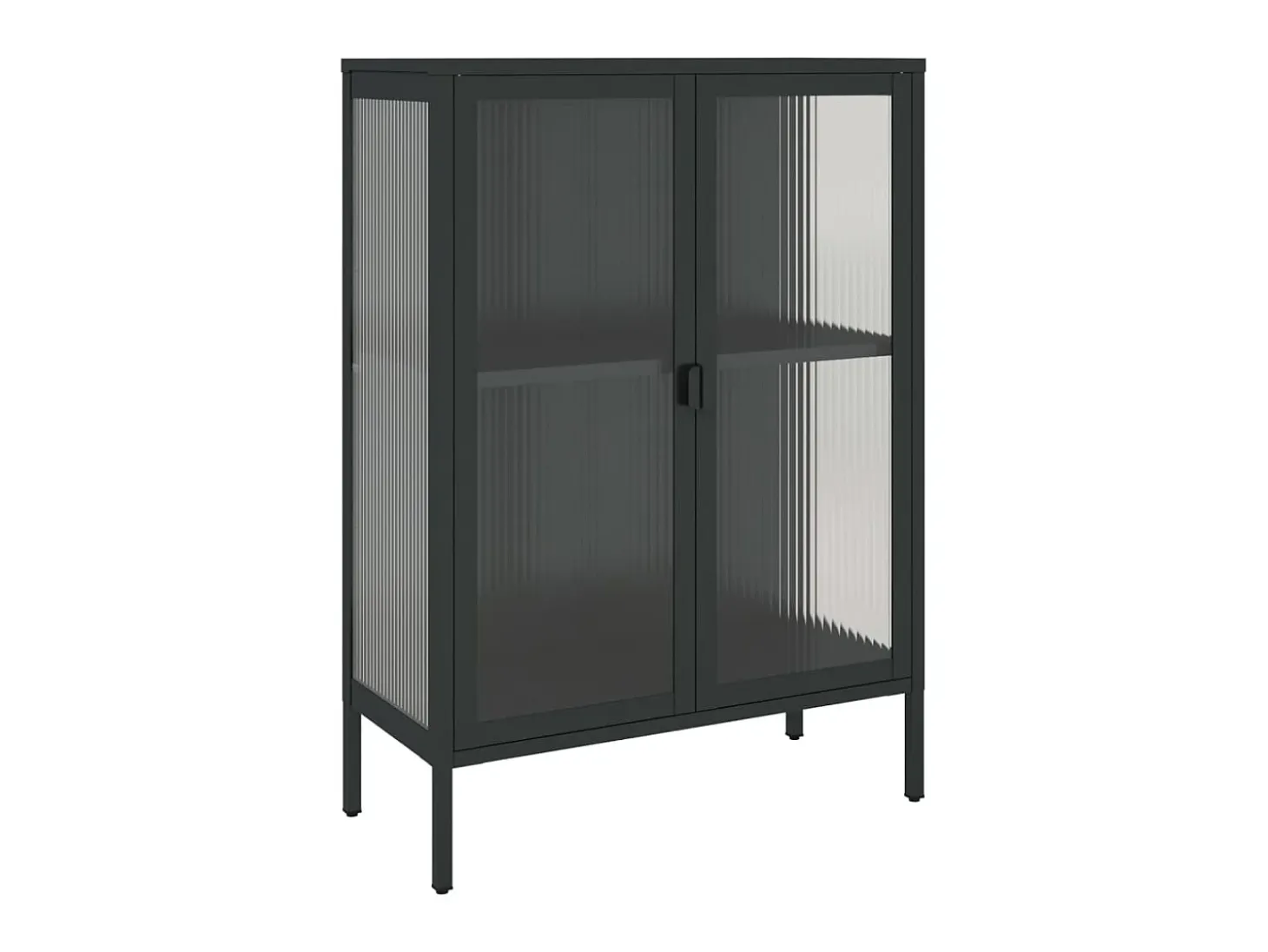 Aparador alto vidrio y acero negro 75x35x105 cm ES84312