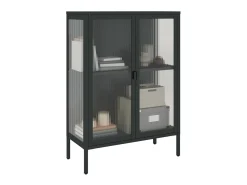 Aparador alto vidrio y acero negro 75x35x105 cm ES84312