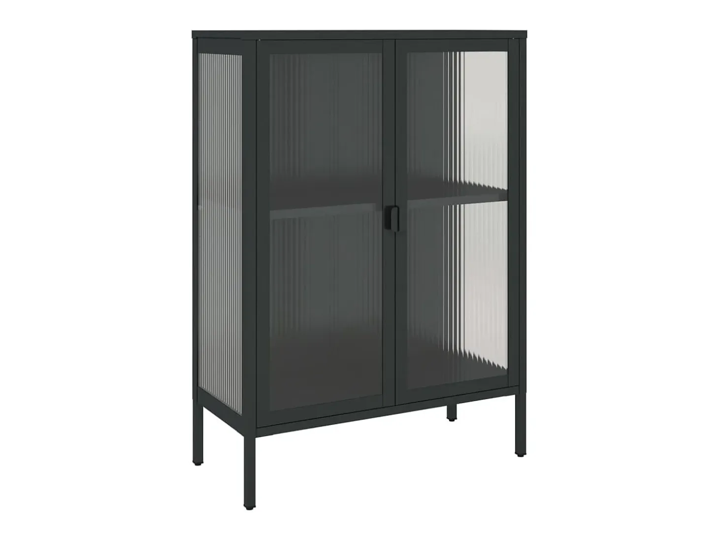Aparador alto vidrio y acero negro 75x35x105 cm