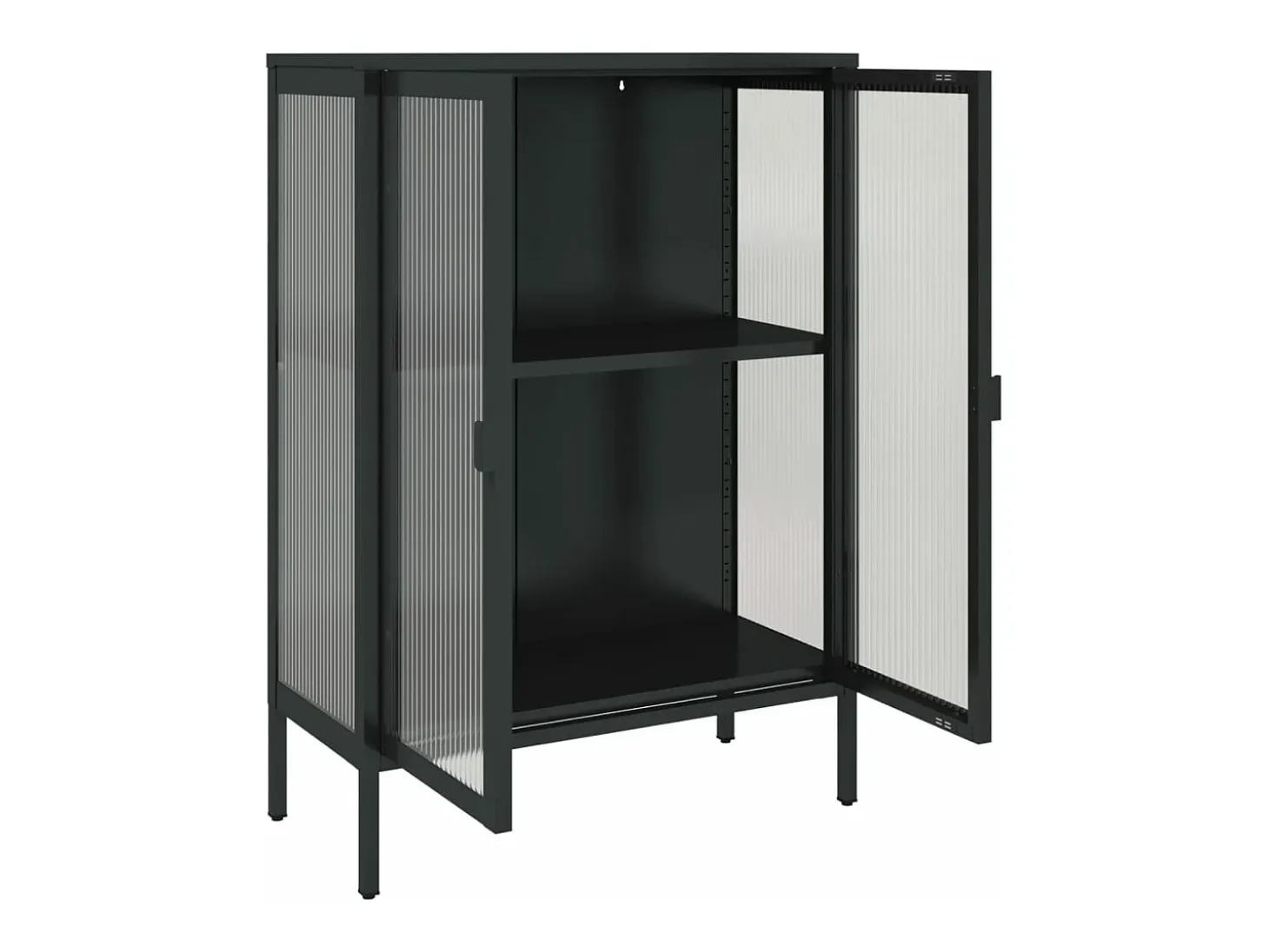 Aparador alto vidrio y acero negro 75x35x105 cm