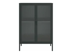 Aparador alto vidrio y acero negro 75x35x105 cm