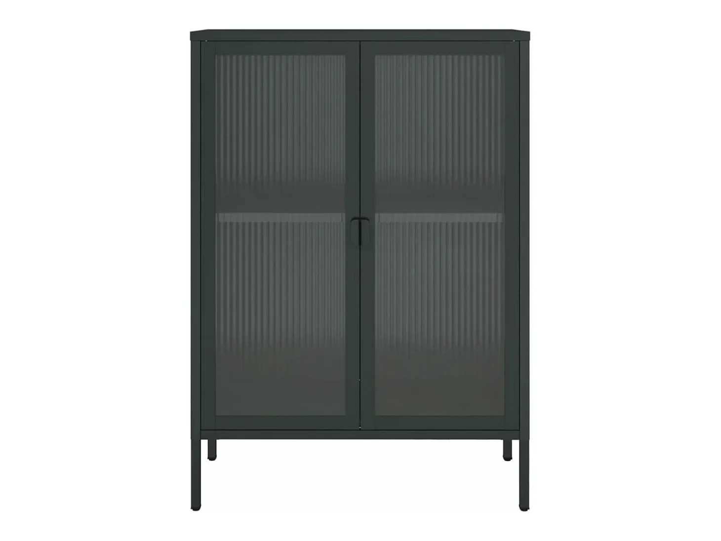 Aparador alto vidrio y acero negro 75x35x105 cm