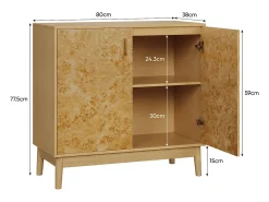 Aparador amarillo - Aparador con 2 puertas y estantes regulables - para salón y recibidor