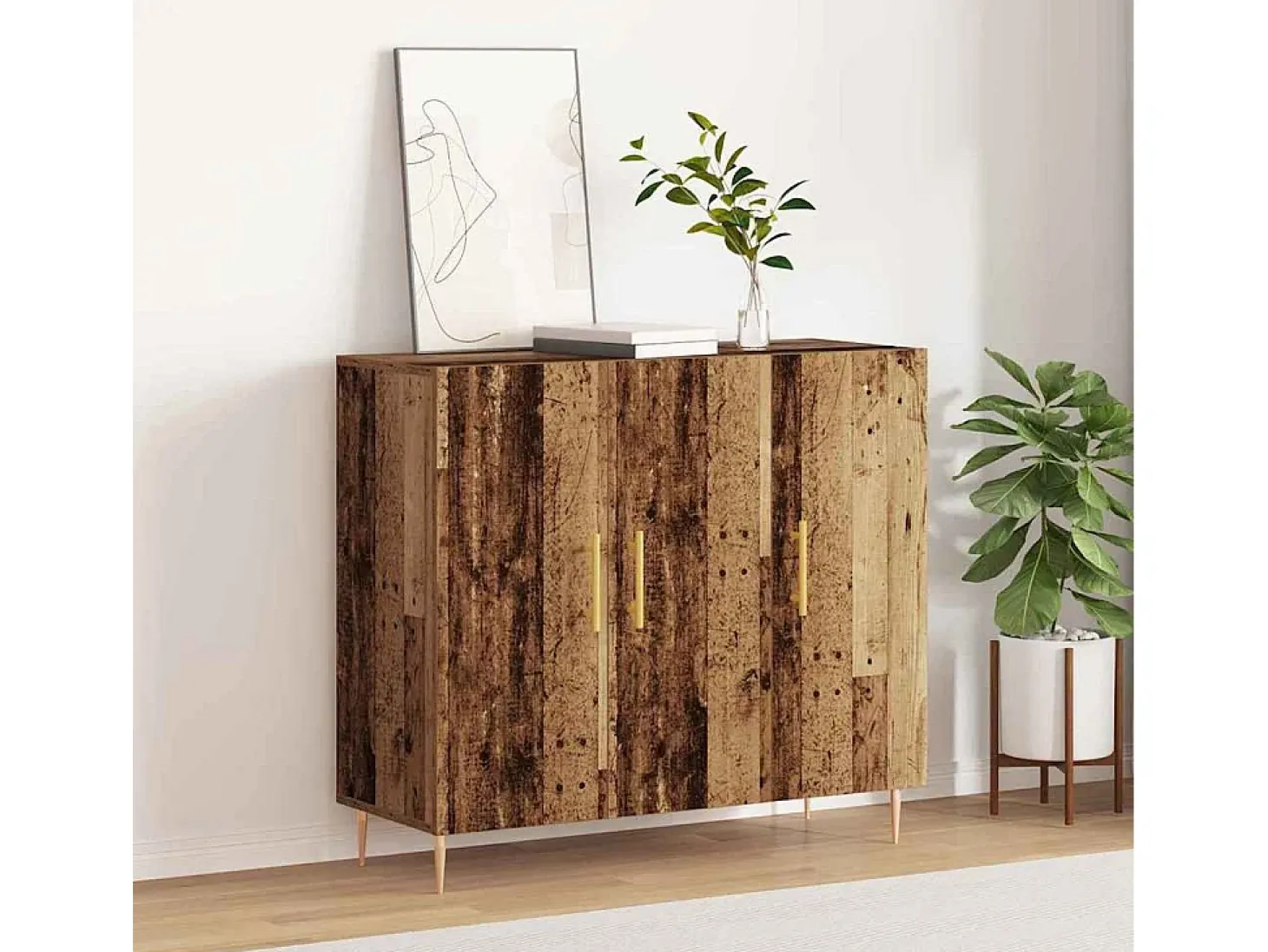 Aparador antiguo de madera, 90x34x80 cm, fabricado en madera de ingeniería