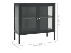 Aparador Antracita 70x35x70 cm Acero y cristal