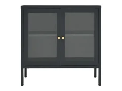 Aparador Antracita 70x35x70 cm Acero y cristal