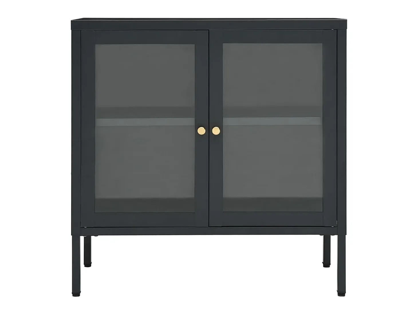 Aparador Antracita 70x35x70 cm Acero y cristal