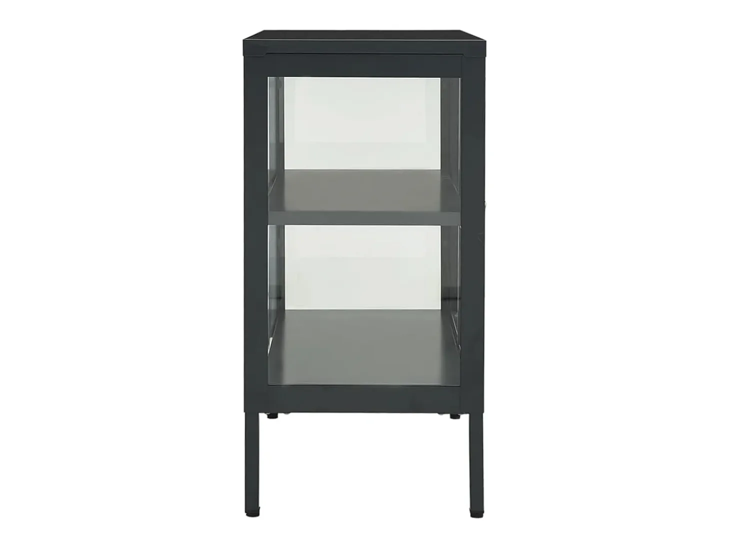 Aparador Antracita 70x35x70 cm Acero y cristal