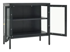 Aparador Antracita 70x35x70 cm Acero y cristal