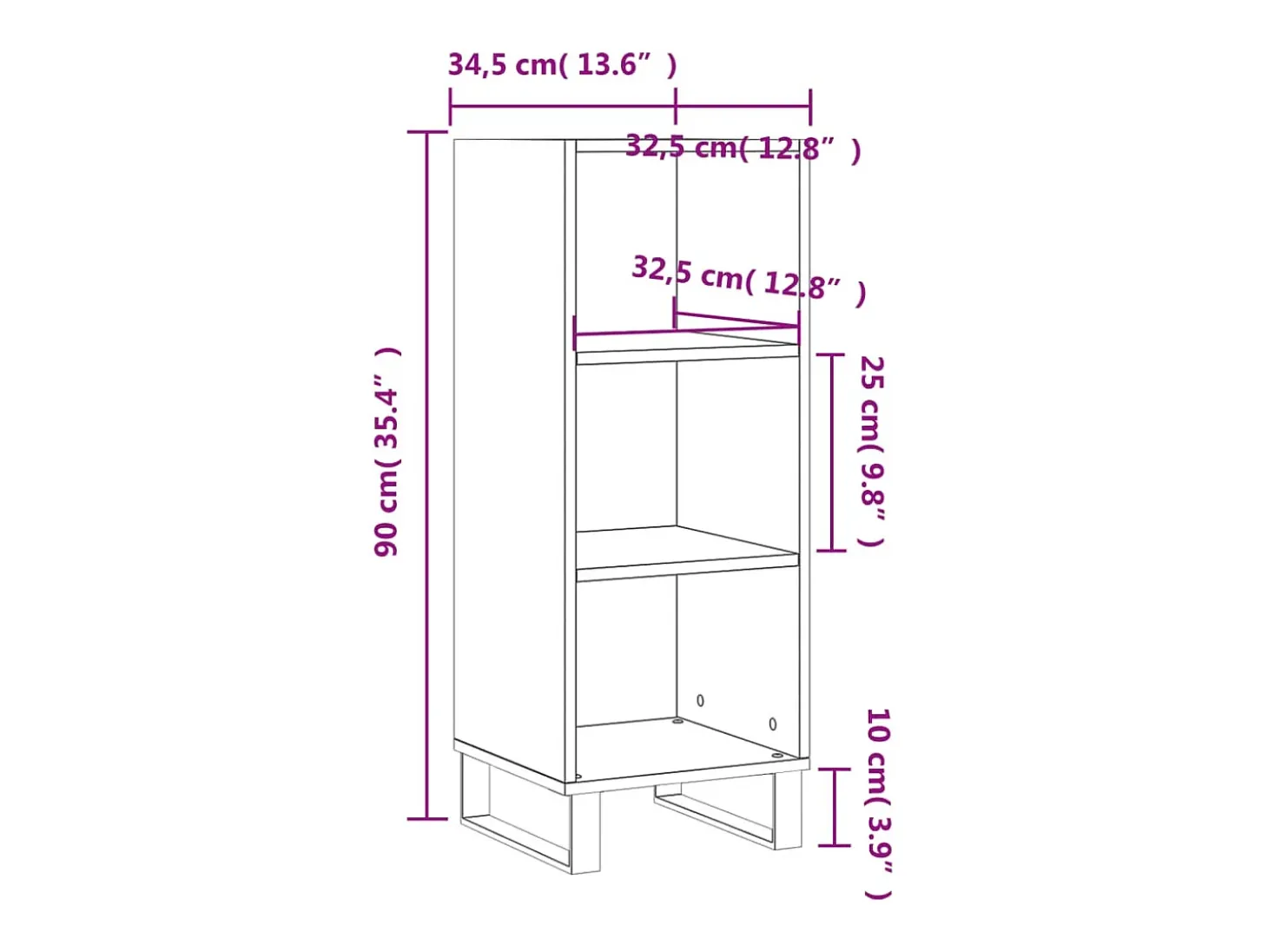 Aparador aparador cómoda armario mueble organizador cocina salón salón Sonoma 34,5 x 32,5 x 90 cm madera contrachapada marrón 02_0031509