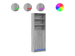 Aparador aparador cómoda armario mueble organizador cocina salón salón alto LED sonoma 69 x 32,5 x 200 cm madera contrachapada gris 02_0034748