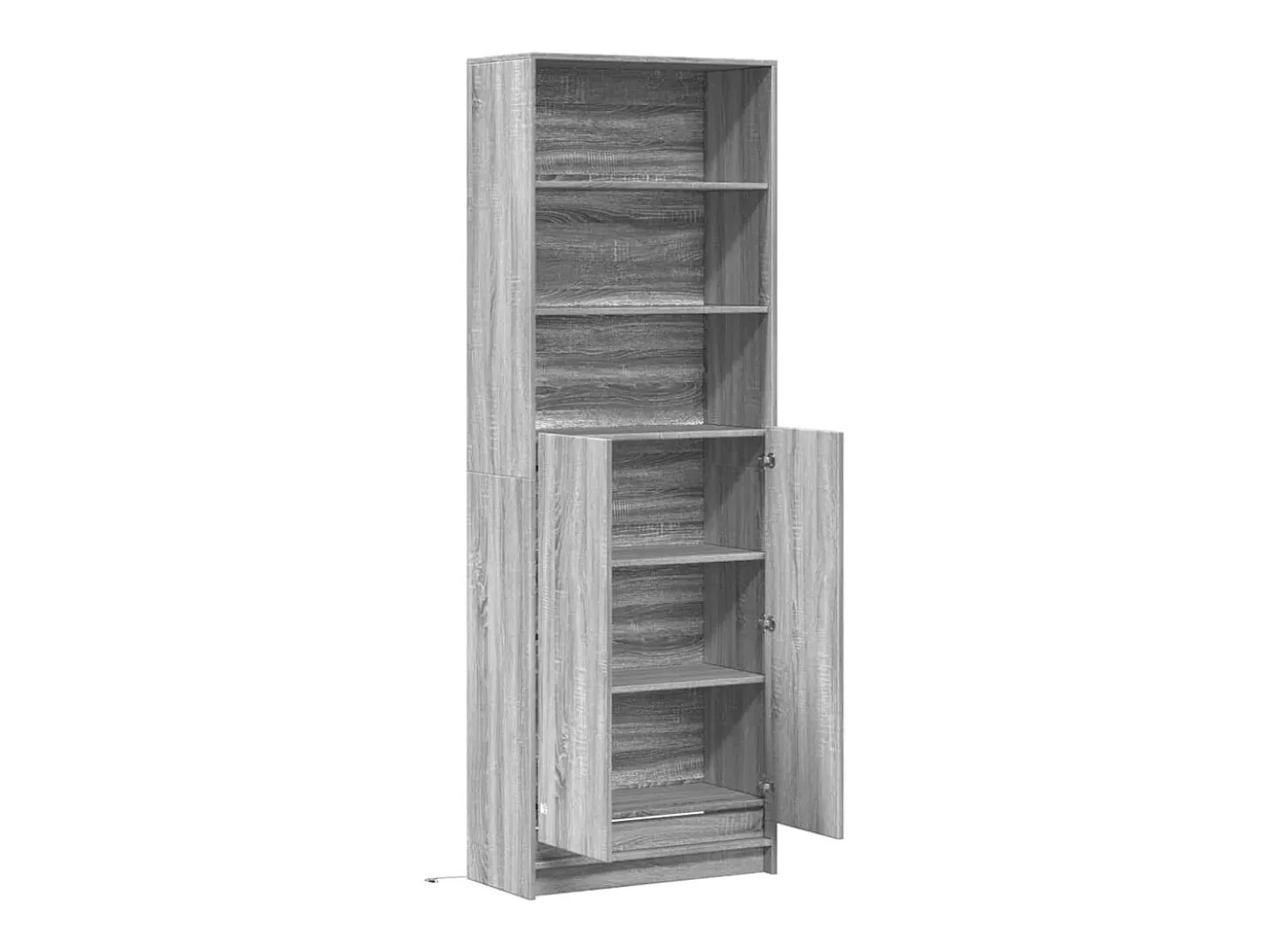 Aparador aparador cómoda armario mueble organizador cocina salón salón alto LED sonoma 69 x 32,5 x 200 cm madera contrachapada gris 02_0034748