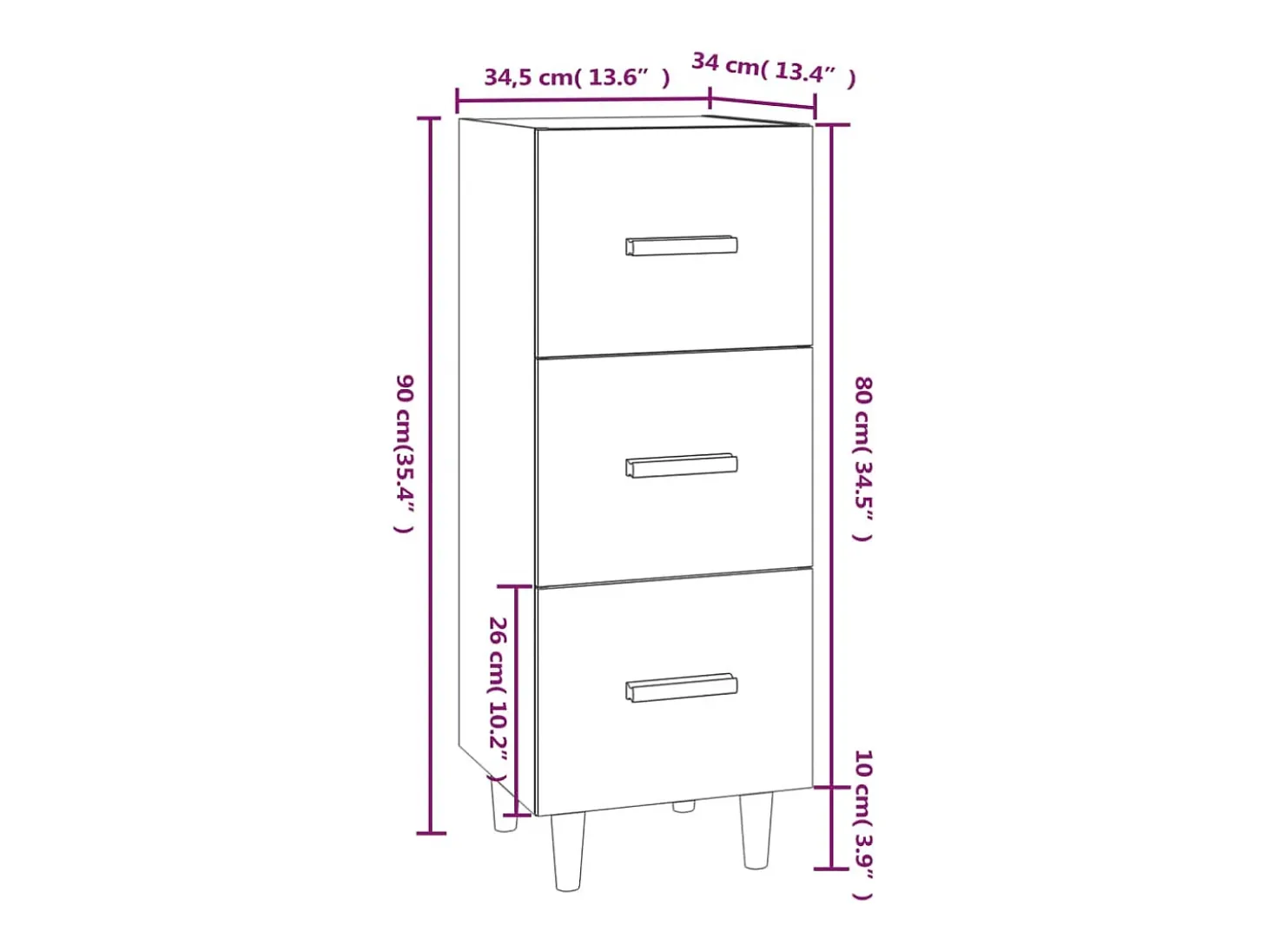 Aparador aparador cómoda armario mueble organizador cocina salón salón Sonoma 34,5 x 34 x 90 cm madera contrachapada marrón 02_0031518