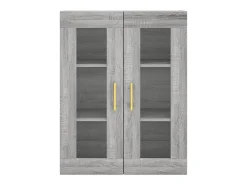 Aparador aparador cómoda armario mueble organizador cocina salón salón alto Sonoma 69,5 x 34 x 180 cm madera contrachapada gris 02_0035496