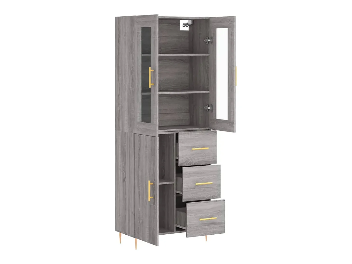 Aparador aparador cómoda armario mueble organizador cocina salón salón alto Sonoma 69,5 x 34 x 180 cm madera contrachapada gris 02_0035496