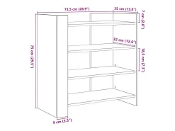 Aparador aparador cómoda armario unidad de almacenamiento organizador cocina salón salón Sonoma 73,5 x 35 x 75 cm madera contrachapada marrón 02_0031709