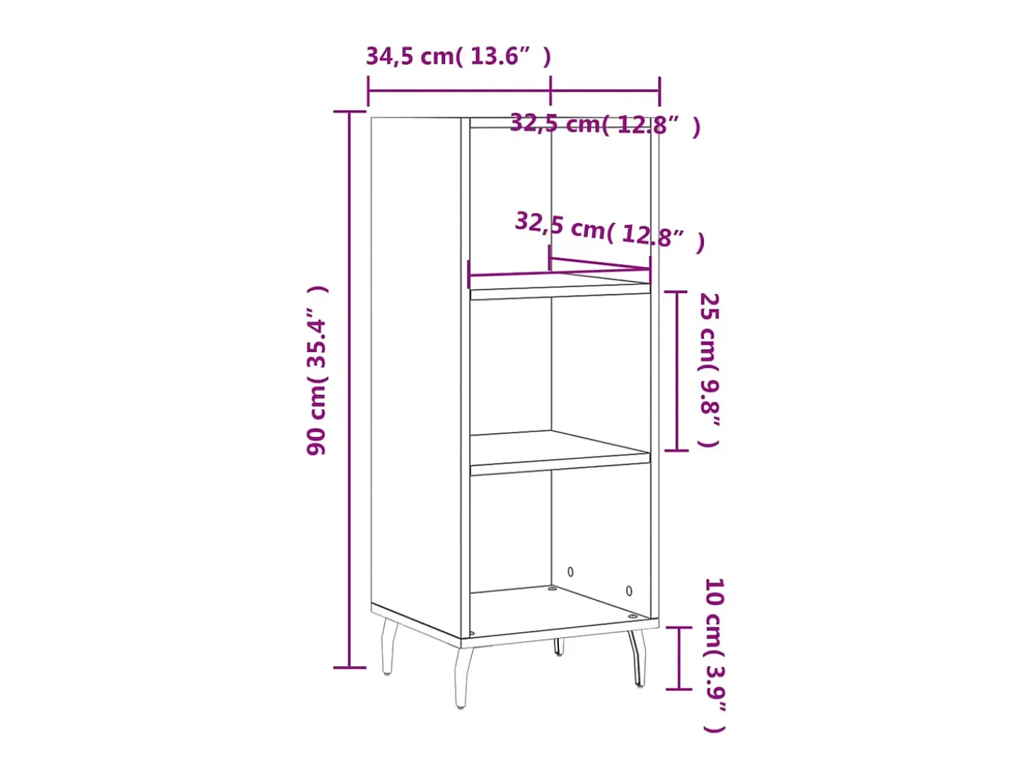 Aparador aparador cómoda armario mueble organizador cocina salón salón Sonoma 34,5 x 32,5 x 90 cm madera contrachapada marrón 02_0031511