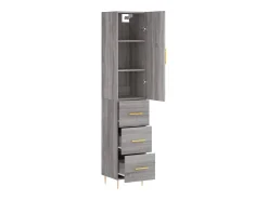 Aparador aparador cómoda armario mueble organizador cocina salón salón alto Sonoma 34,5 x 34 x 180 cm madera contrachapada gris 02_0035303