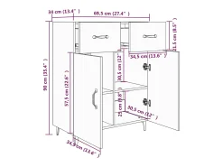 Aparador aparador cómoda armario mueble organizador cocina salón salón Sonoma 69,5 x 34 x 90 cm madera contrachapada marrón 02_0031657