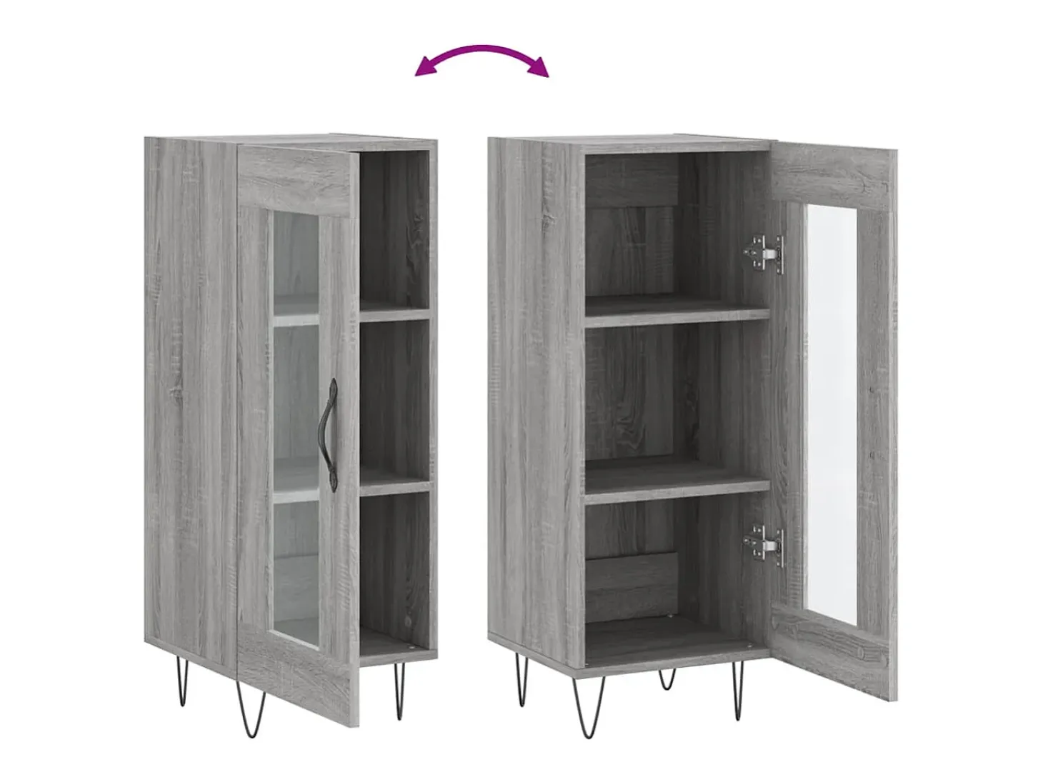 Aparador aparador cómoda armario mueble organizador cocina salón salón Sonoma 34,5 x 34 x 90 cm madera contrachapada gris 02_0036307