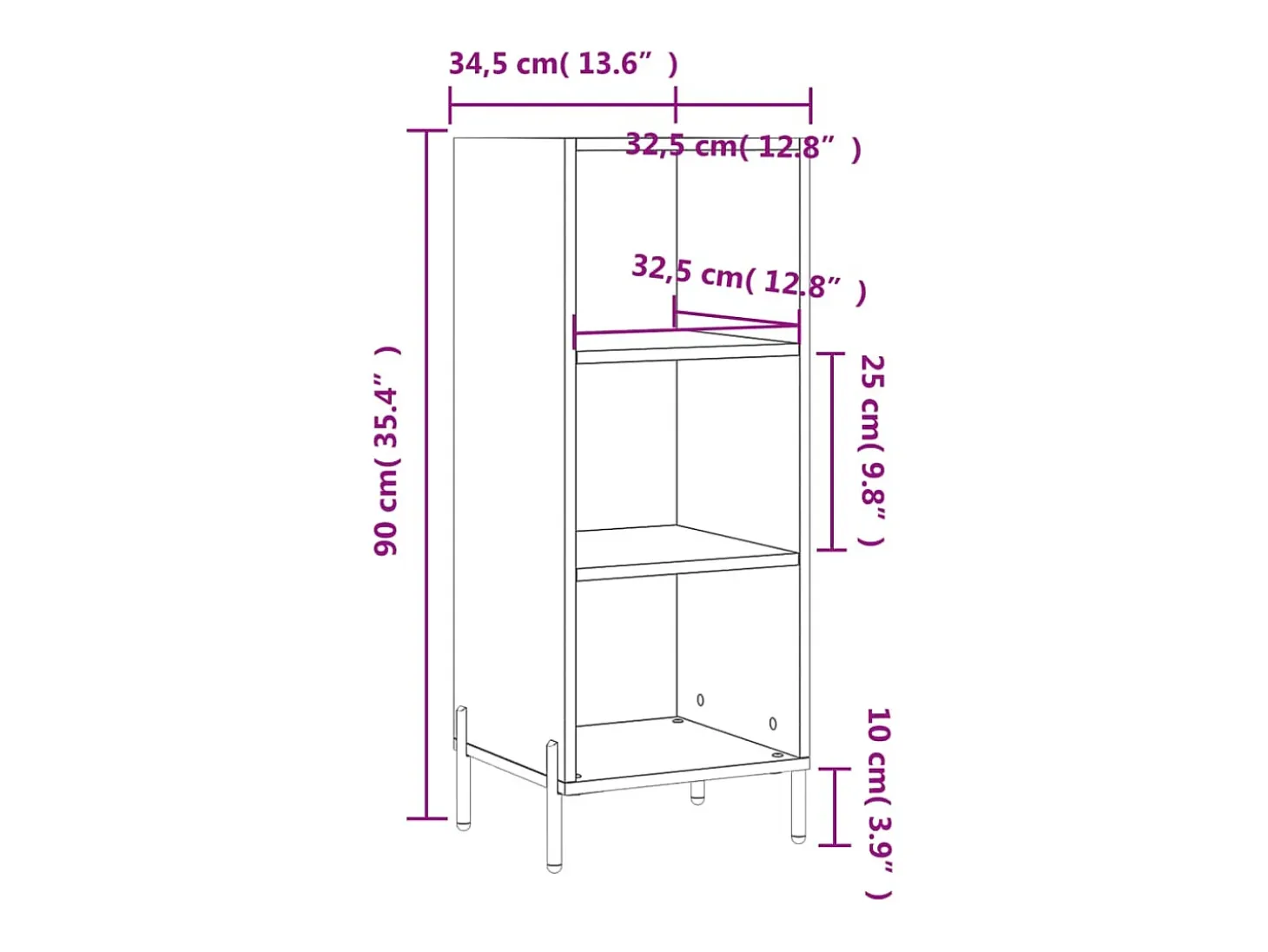 Aparador aparador cómoda armario mueble organizador cocina salón salón Sonoma 34,5 x 32,5 x 90 cm madera contrachapada marrón 02_0031507