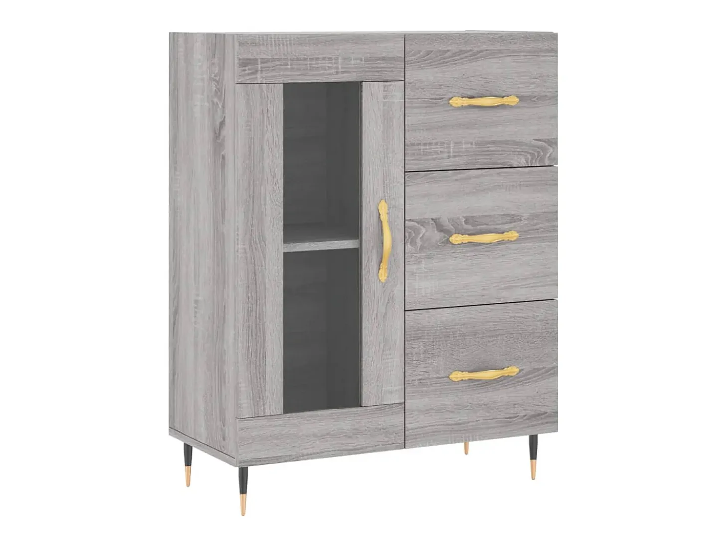 Aparador aparador cómoda armario mueble organizador cocina salón salón alto Sonoma 69,5 x 34 x 180 cm madera contrachapada gris 02_0035611