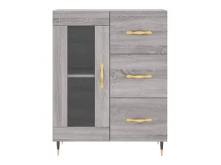 Aparador aparador cómoda armario mueble organizador cocina salón salón alto Sonoma 69,5 x 34 x 180 cm madera contrachapada gris 02_0035611