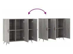 Aparador aparador cómoda armario unidad de almacenamiento organizador cocina salón salón Sonoma 90 x 34 x 80 cm madera contrachapada gris 02_0036552