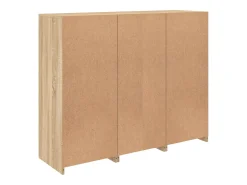 Aparador Aparador Cómoda Gabinete Organizador de Almacenamiento Cocina Sala de Estar con Luces LED 3 Piezas Sonoma Madera de Ingeniería Marrón 02_0037214