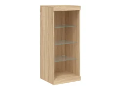Aparador Aparador Cómoda Gabinete Organizador de Almacenamiento Cocina Sala de Estar con Luces LED 3 Piezas Sonoma Madera de Ingeniería Marrón 02_0037214