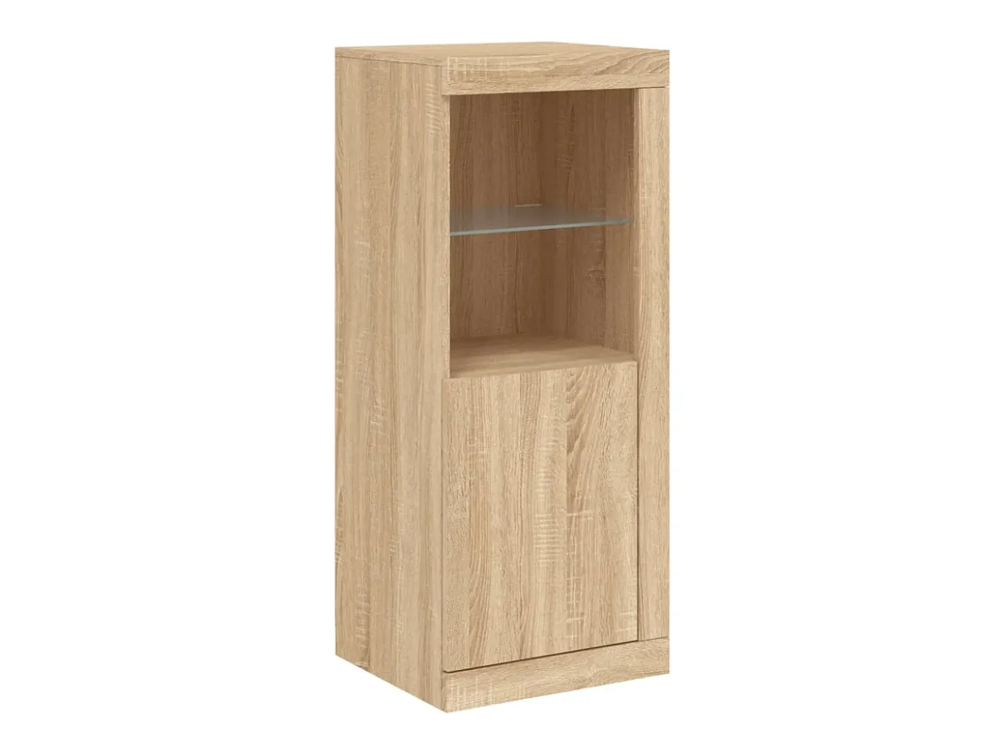 Aparador Aparador Cómoda Gabinete Organizador de Almacenamiento Cocina Sala de Estar con Luces LED 3 Piezas Sonoma Madera de Ingeniería Marrón 02_0037214