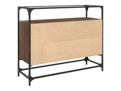Aparador Aparador Cómoda Gabinete Unidad de Almacenamiento Organizador Cocina Sala de Estar con Tapa de Vidrio Madera de Ingeniería Marrón 02_0029765