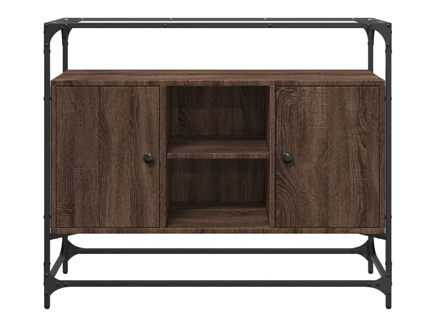Aparador Aparador Cómoda Gabinete Unidad de Almacenamiento Organizador Cocina Sala de Estar con Tapa de Vidrio Madera de Ingeniería Marrón 02_0029765