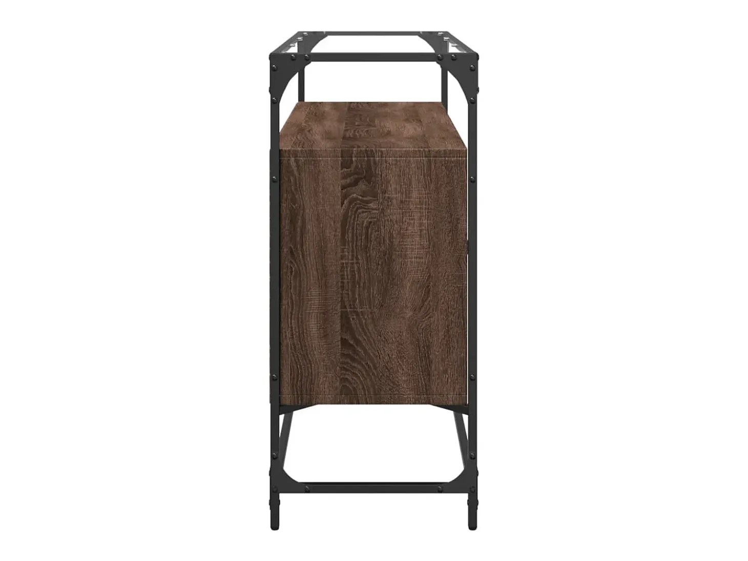 Aparador Aparador Cómoda Gabinete Unidad de Almacenamiento Organizador Cocina Sala de Estar con Tapa de Vidrio Madera de Ingeniería Marrón 02_0029765