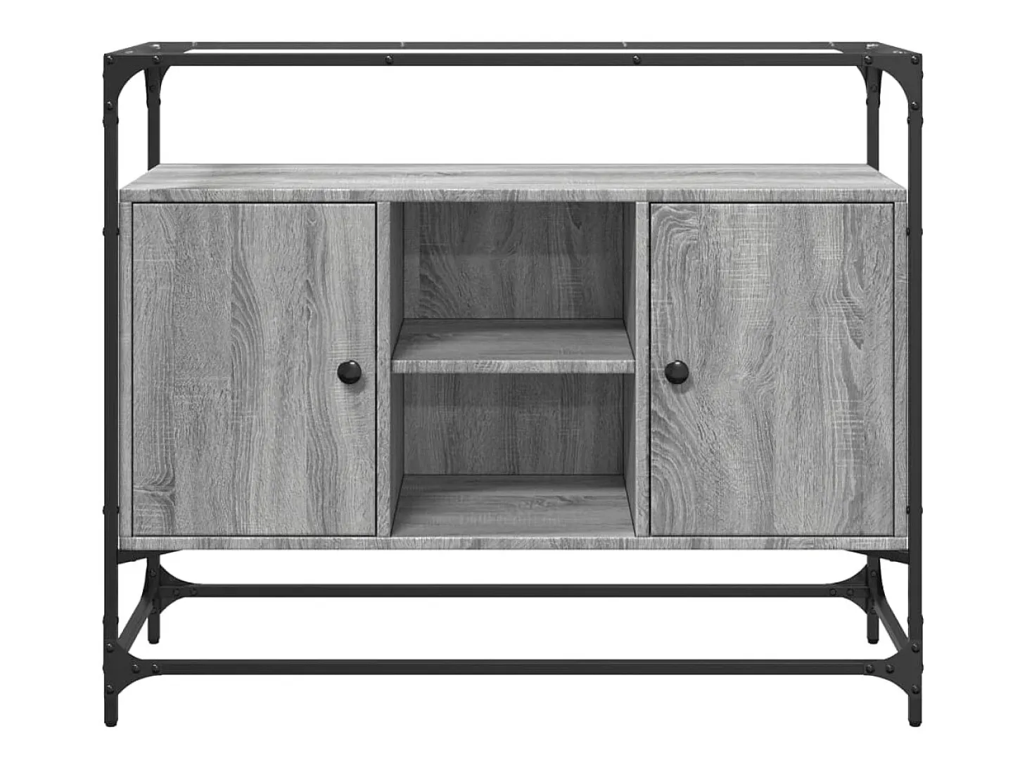 Aparador Aparador Cómoda Gabinete Unidad de Almacenamiento Organizador Cocina Sala de Estar con Tapa de Vidrio Madera de Sonoma Gris 02_0029768