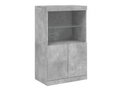 Aparador Aparador Cómoda Gabinete Unidad de Almacenamiento Organizador Cocina Sala de Estar con Luces LED 3 Piezas Madera de ingeniería Gris 02_0037222