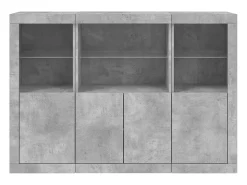 Aparador Aparador Cómoda Gabinete Unidad de Almacenamiento Organizador Cocina Sala de Estar con Luces LED 3 Piezas Madera de ingeniería Gris 02_0037222