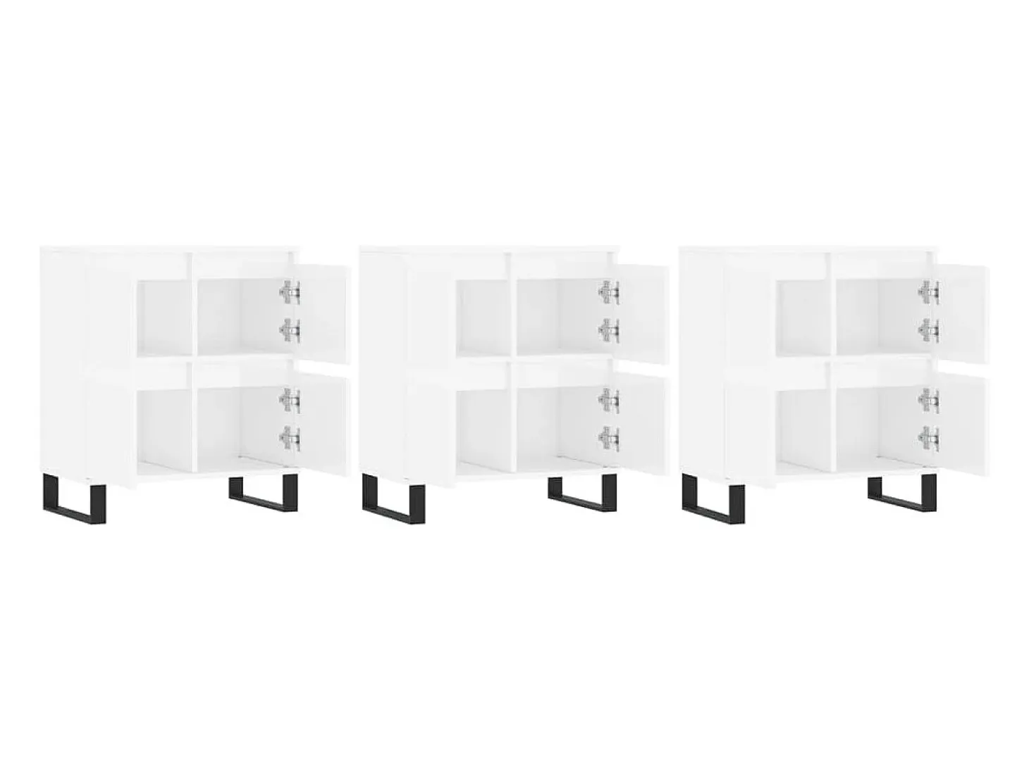 Aparador Aparador Cómoda Gabinete Unidad de Almacenamiento Organizador Cocina Sala de Estar Salas de Estar 3 Piezas Madera de Ingeniería Blanco Brillo 02_0037026