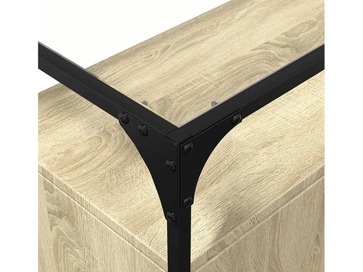 Aparador Aparador Cómoda Gabinete Organizador de Almacenamiento Cocina Sala de Estar con Tapa de Vidrio Madera de ingeniería Sonoma Marrón 02_0029766
