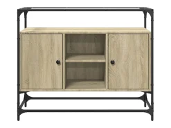 Aparador Aparador Cómoda Gabinete Organizador de Almacenamiento Cocina Sala de Estar con Tapa de Vidrio Madera de ingeniería Sonoma Marrón 02_0029766