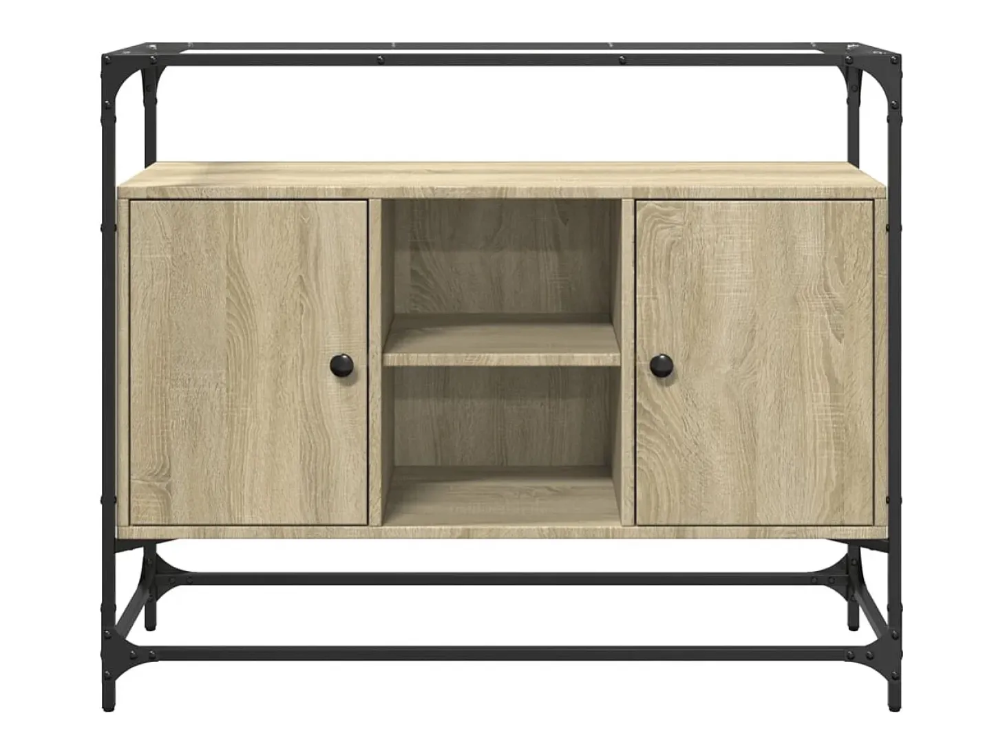 Aparador Aparador Cómoda Gabinete Organizador de Almacenamiento Cocina Sala de Estar con Tapa de Vidrio Madera de ingeniería Sonoma Marrón 02_0029766