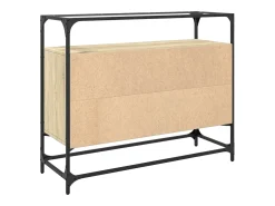 Aparador Aparador Cómoda Gabinete Organizador de Almacenamiento Cocina Sala de Estar con Tapa de Vidrio Madera de ingeniería Sonoma Marrón 02_0029766