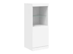 Aparador Aparador Cómoda Gabinete Unidad de Almacenamiento Organizador Cocina Sala de Estar con Luces LED 3 Piezas Madera de Ingeniería Blanca 02_0037198