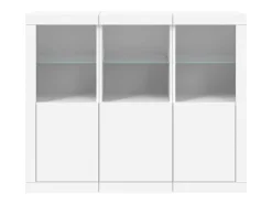 Aparador Aparador Cómoda Gabinete Unidad de Almacenamiento Organizador Cocina Sala de Estar con Luces LED 3 Piezas Madera de Ingeniería Blanca 02_0037198