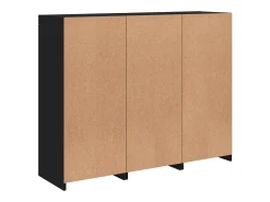 Aparador Aparador Cómoda Gabinete Unidad de Almacenamiento Organizador Cocina Sala de Estar con Luces LED 3 Piezas Madera de Ingeniería Negra 02_0037229