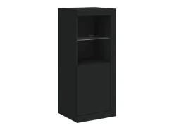 Aparador Aparador Cómoda Gabinete Unidad de Almacenamiento Organizador Cocina Sala de Estar con Luces LED 3 Piezas Madera de Ingeniería Negra 02_0037229