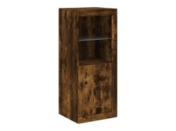 Aparador Aparador Cómoda Gabinete Unidad de Almacenamiento Organizador Cocina Sala de Estar con Luces LED 3 Piezas Madera de Ingeniería Marrón 02_0037211